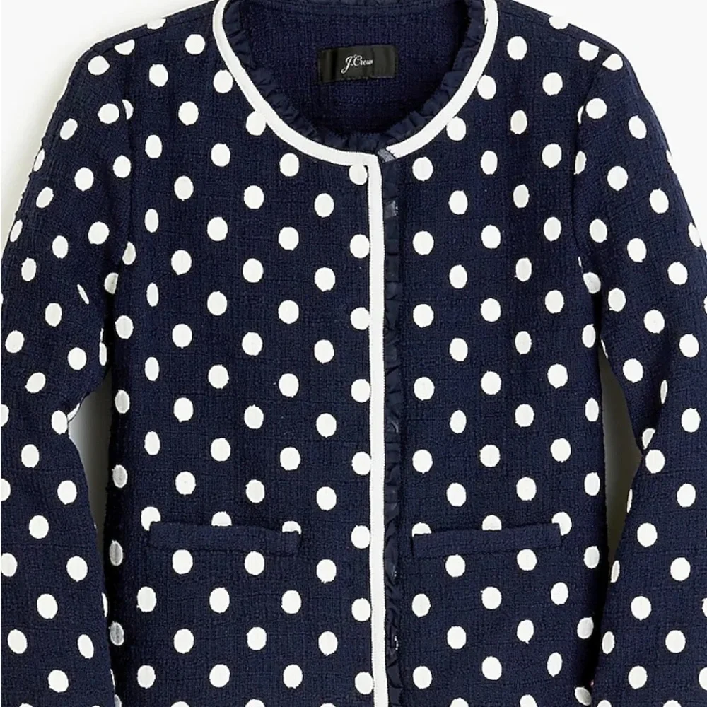 NWOT J.Crew Jacket in polka-dot textured tweed navy_10